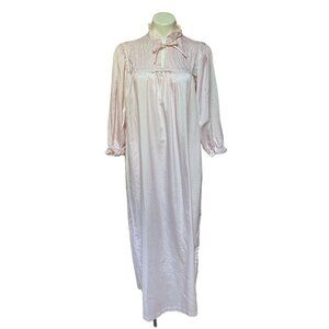 Vintage 80s Pink Nightgown Cottagecore Dress Ruffle Large